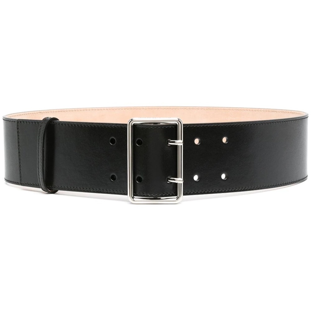 Alexander Mcqueen Womans Leather Military Belt Black Size 75cm/30